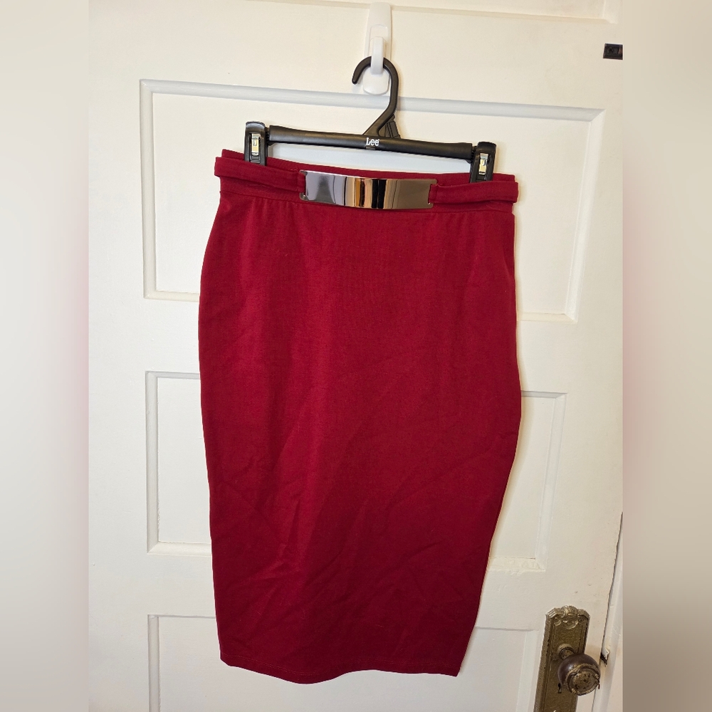 Iris Bold Red Pencil Skirt